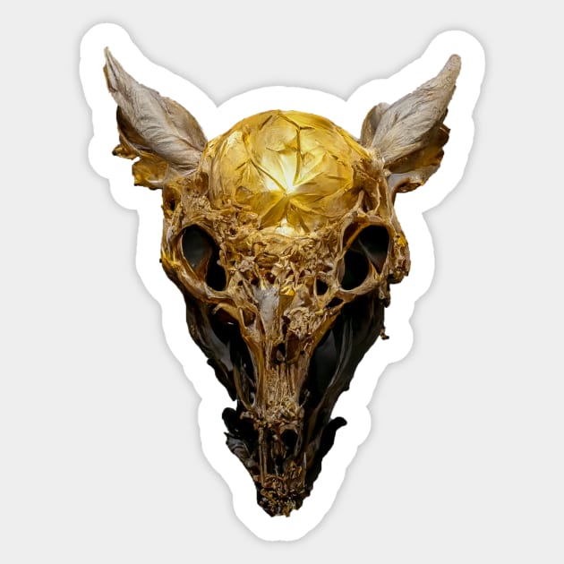 Goat animal gold skull, creepy horror Sticker by NdegCreate